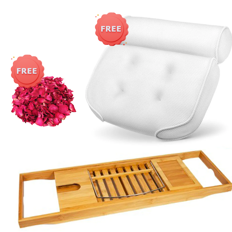 New Years Offer - Bath Bridge By LuxeBath™ + FREE Bath Pillow + FREE Dried Roses