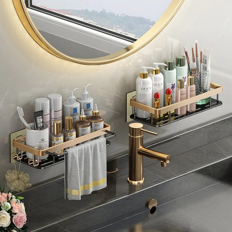Two Tier Foldoble Organizer Bath Shelf Gold Plated - Zensan Wire Housewares